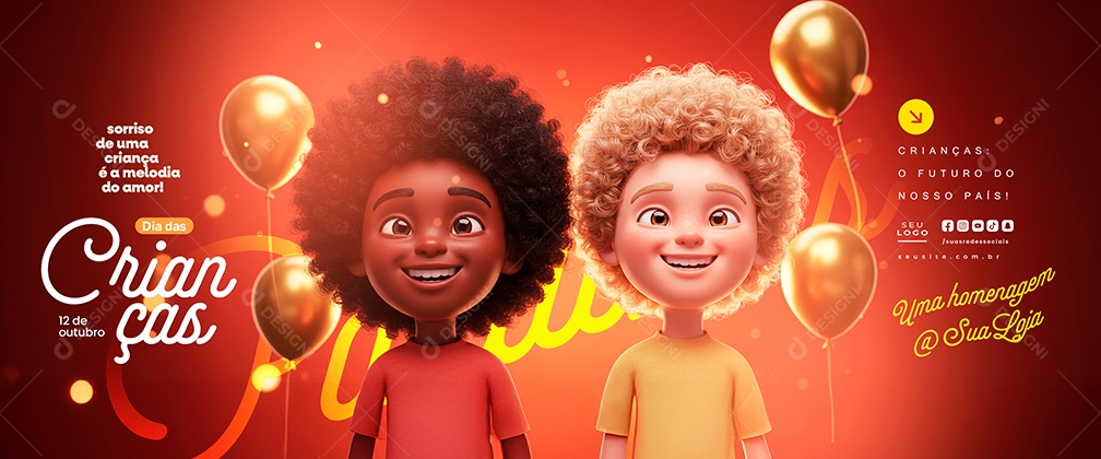 Carrossel Feliz Dia das Crianças 12 de Outubro Crianças o Futuro Social Media PSD Editável