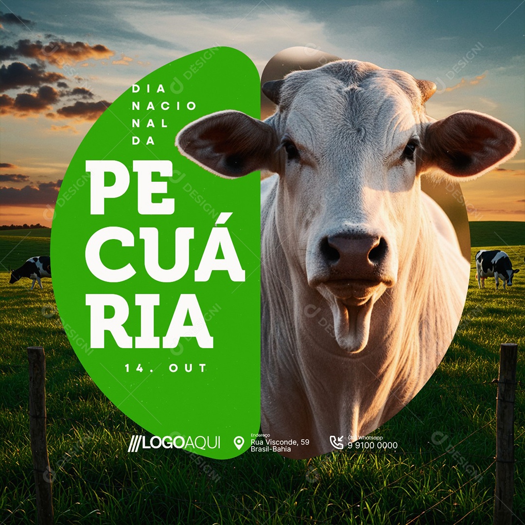 Dia Nacional da Pecuária 14 de Outubro Social Media PSD Editável