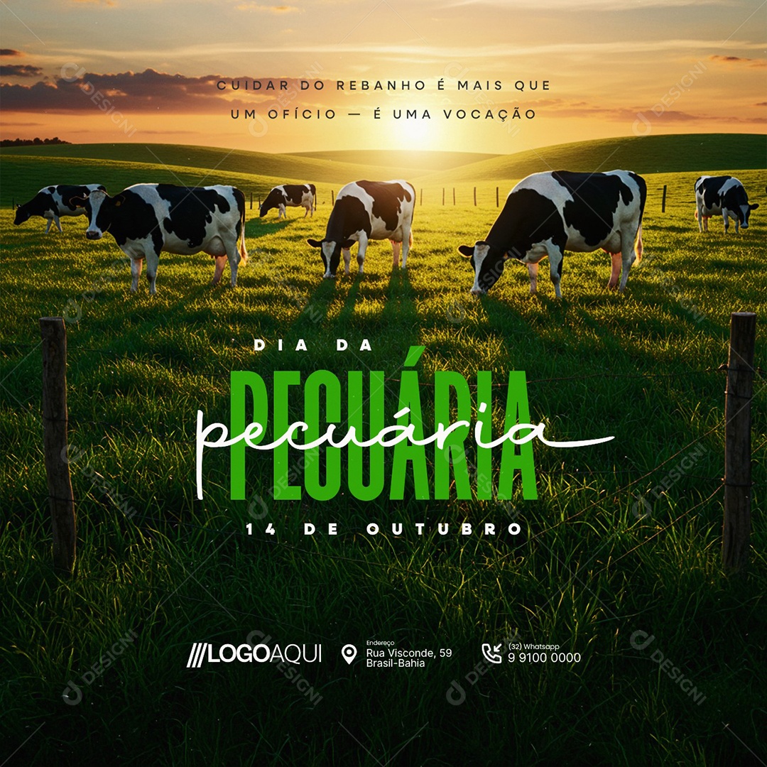 Dia da Pecuária 14 de Outubro Cuidar do Rebanho é Mais Que Um Ofício Social Media PSD Editável