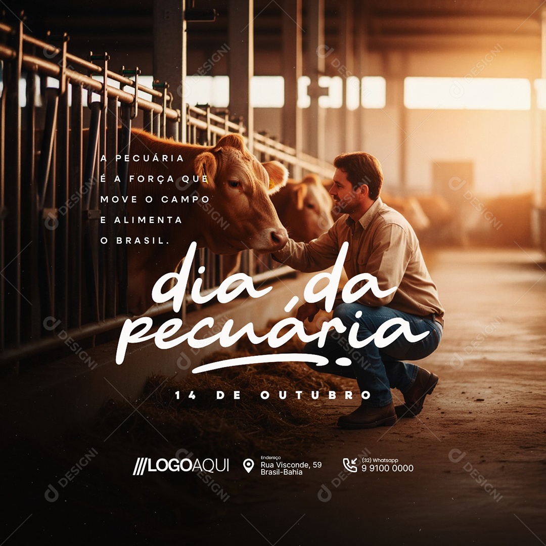Dia da Pecuária 14 de Outubro Social Media PSD Editável
