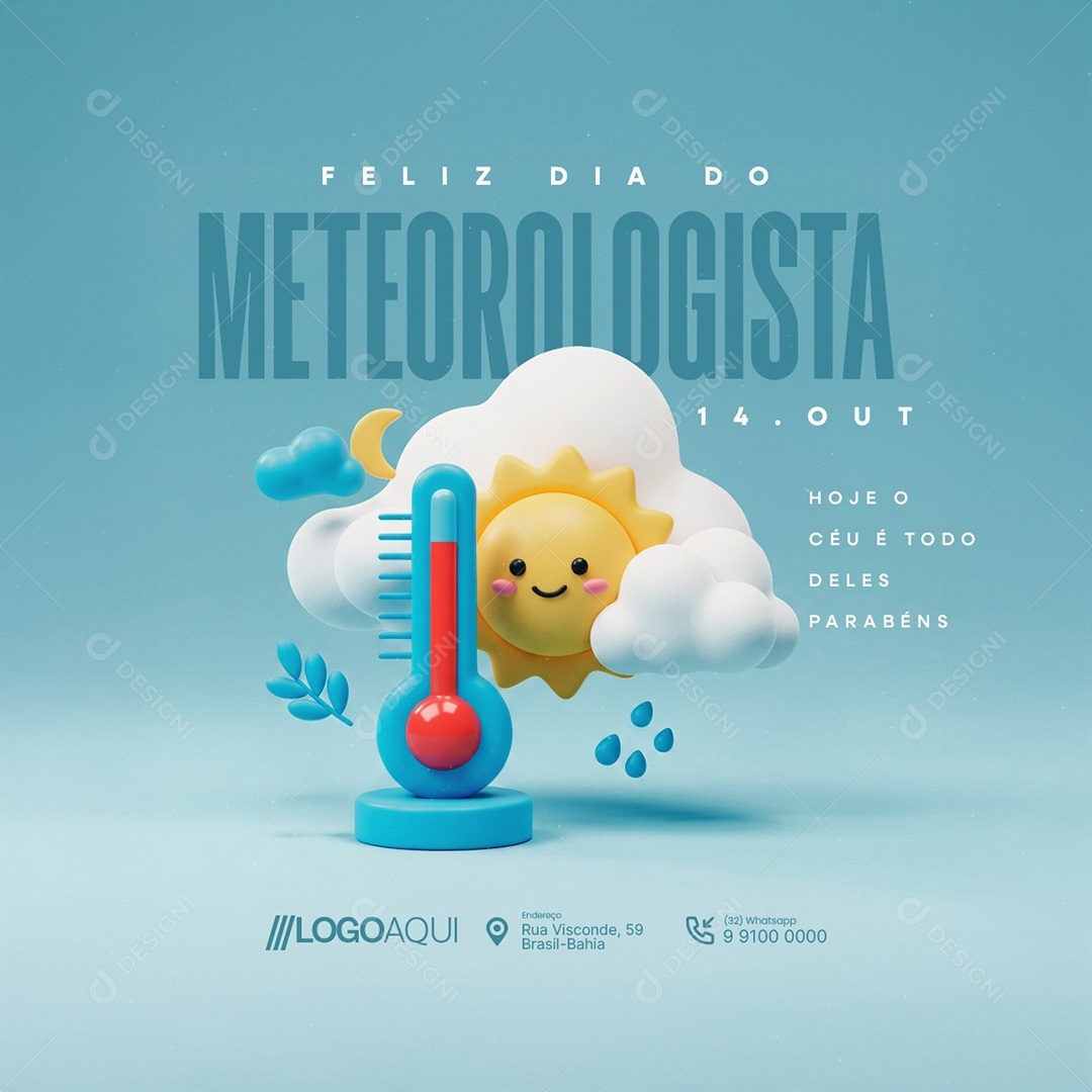Feliz Dia do Meteorologista 14 de Outubro Hoje o Céu é Todo Deles Social Media PSD Editável