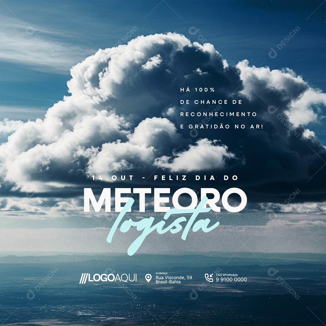 Feliz Dia do Meteorologista 14 de Outubro Social Media PSD Editável