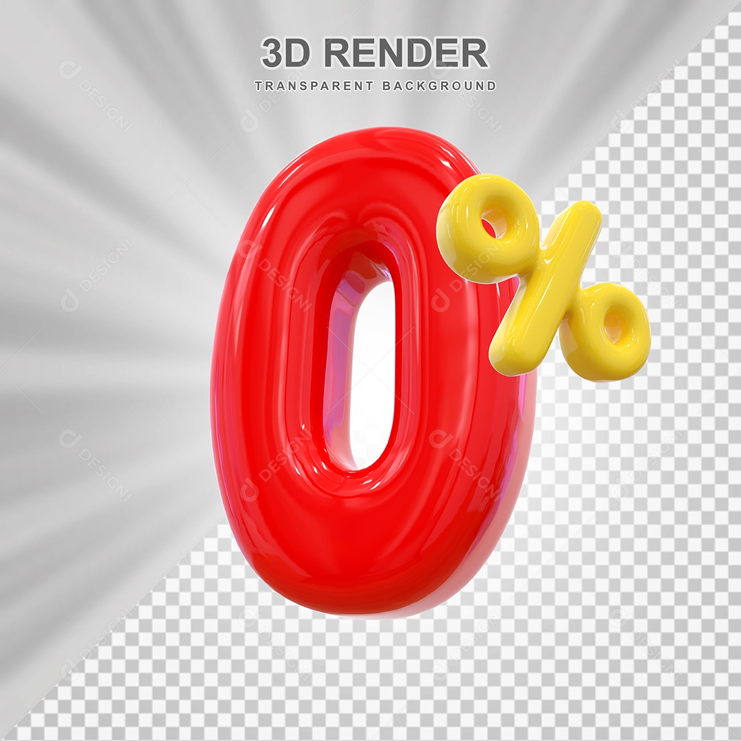 Elemento 3D 0% Vermelho para Composição PSD Editável