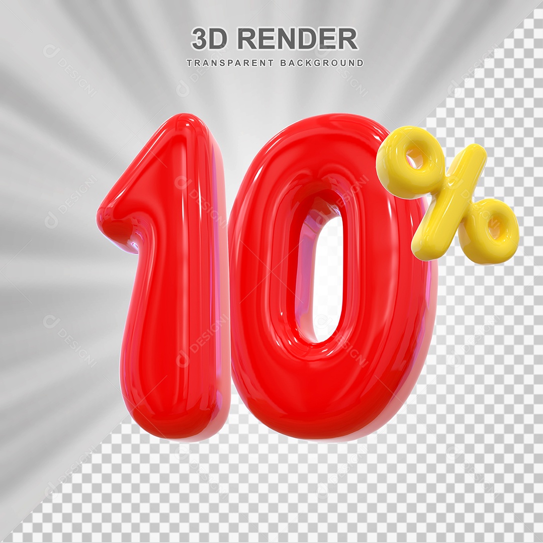Elemento 3D 100% Vermelho para Composição PSD Editável