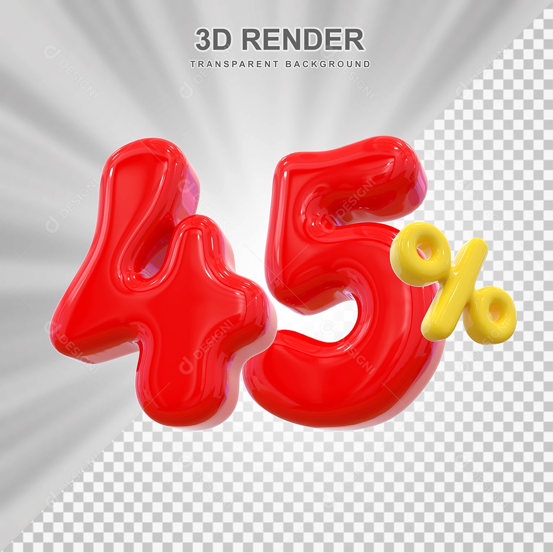 Elemento 3D 45% Vermelho para Composição PSD Editável