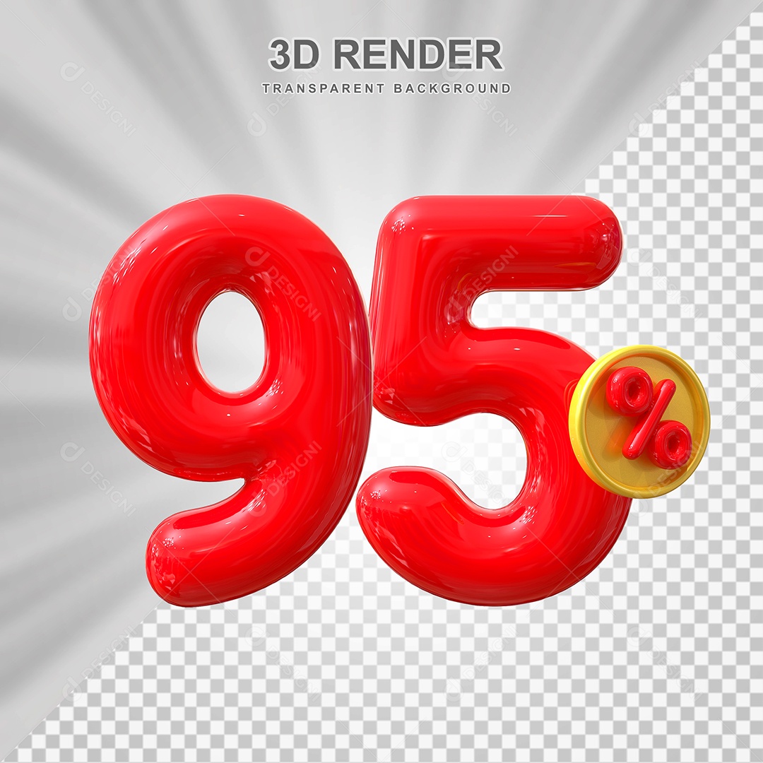 Elemento 3D 95% Vermelho para Composição PSD Editável