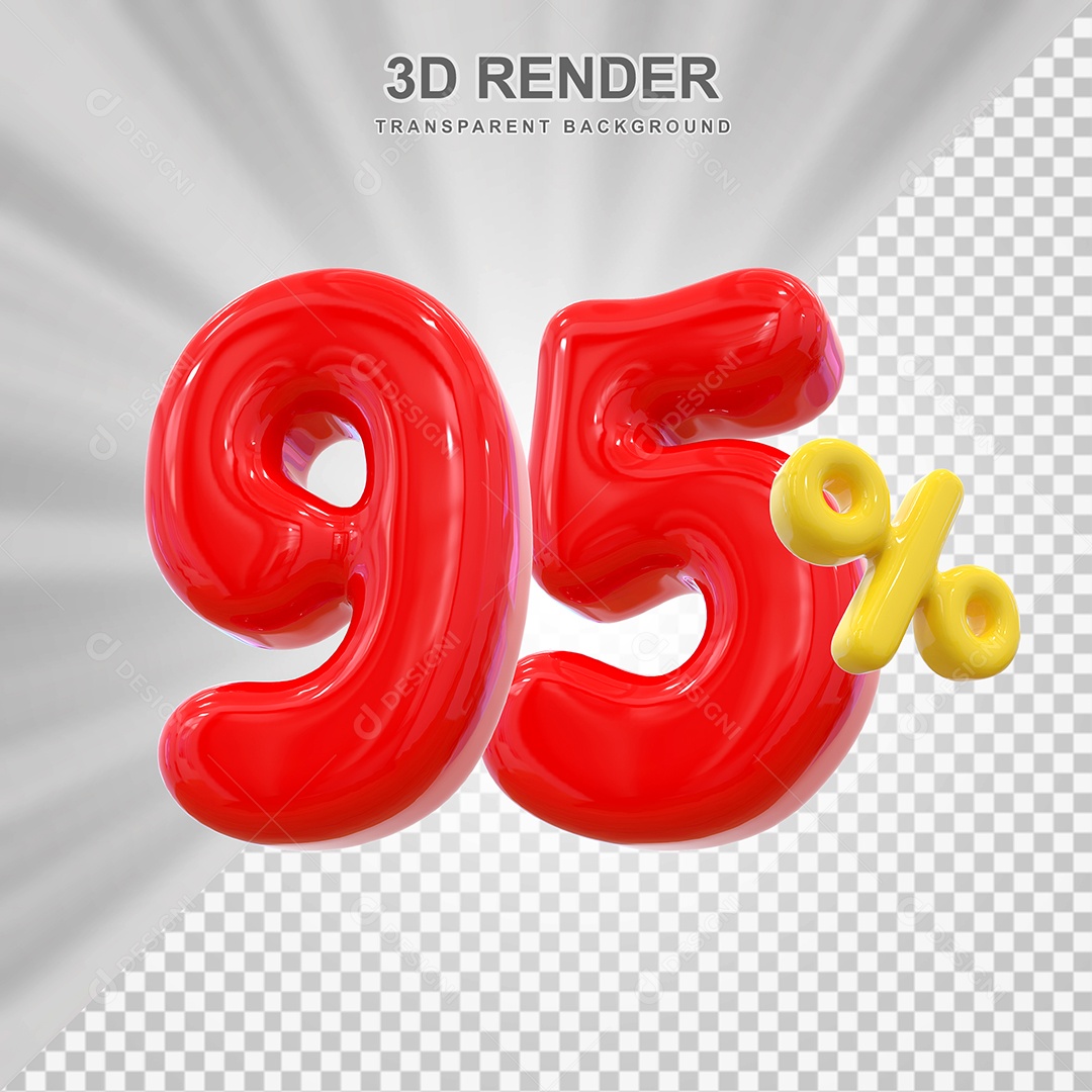 Elemento 3D 95% Vermelho para Composição PSD Editável