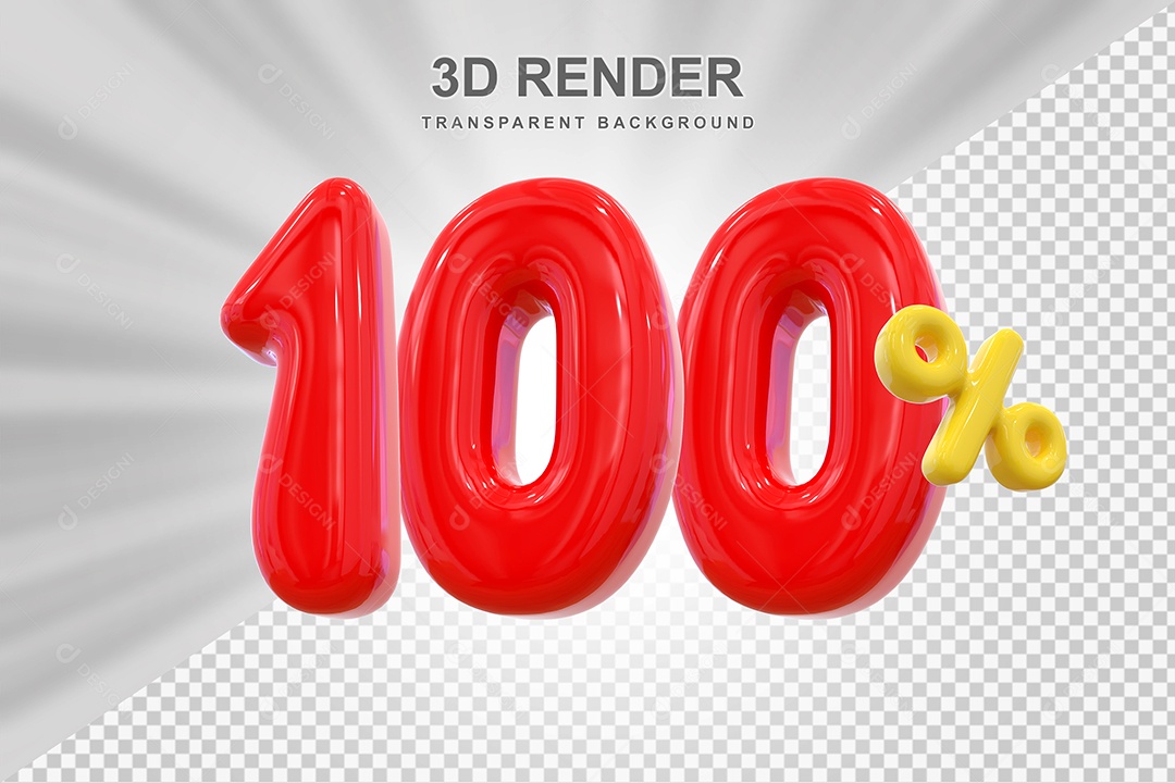 Elemento 3D 100% Vermelho para Composição PSD Editável