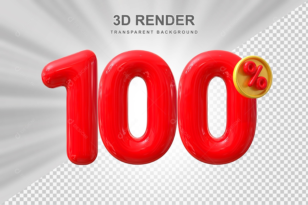 Elemento 3D 100% Vermelho para Composição PSD Editável
