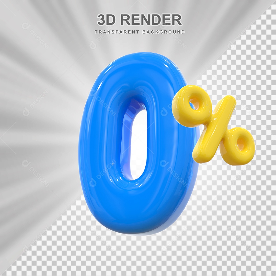 Elemento 3D 0% Azul para Composição PSD Editável
