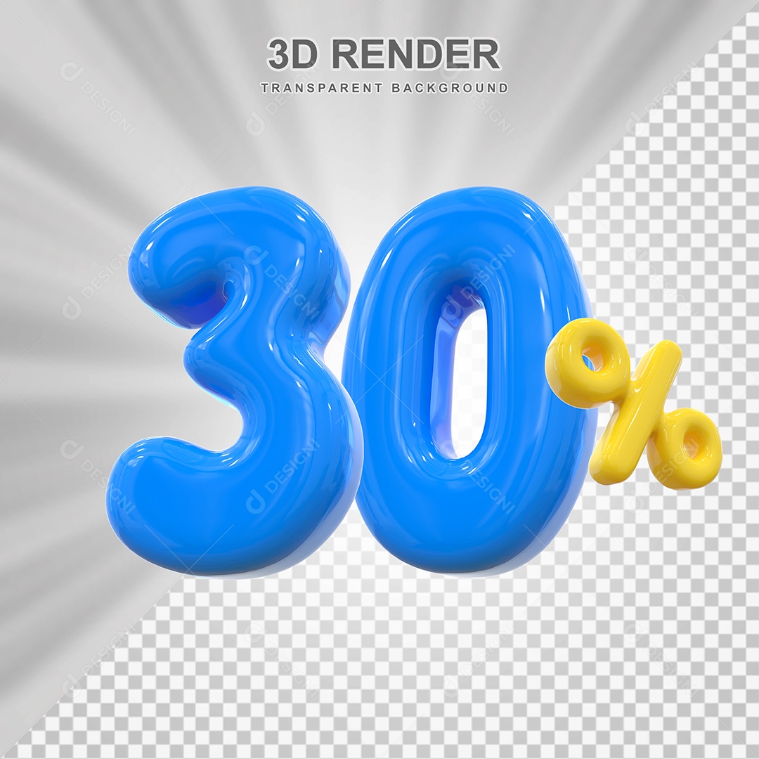 Elemento 3D 30% Azul para Composição PSD Editável