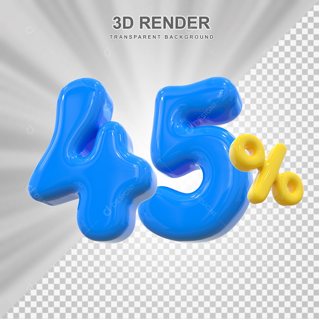 Elemento 3D 45% Azul para Composição PSD Editável