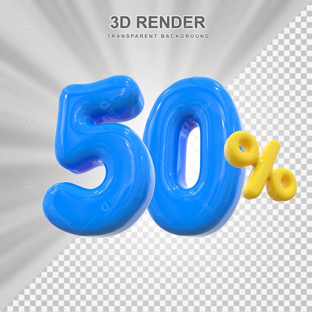 Elemento 3D 50% Azul para Composição PSD Editável