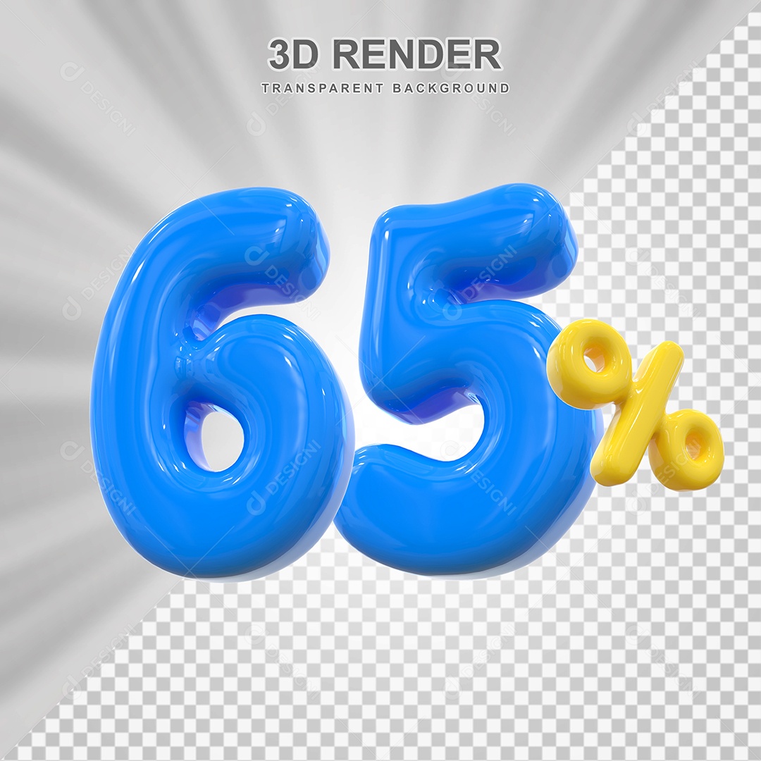 Elemento 3D 65% Azul para Composição PSD Editável
