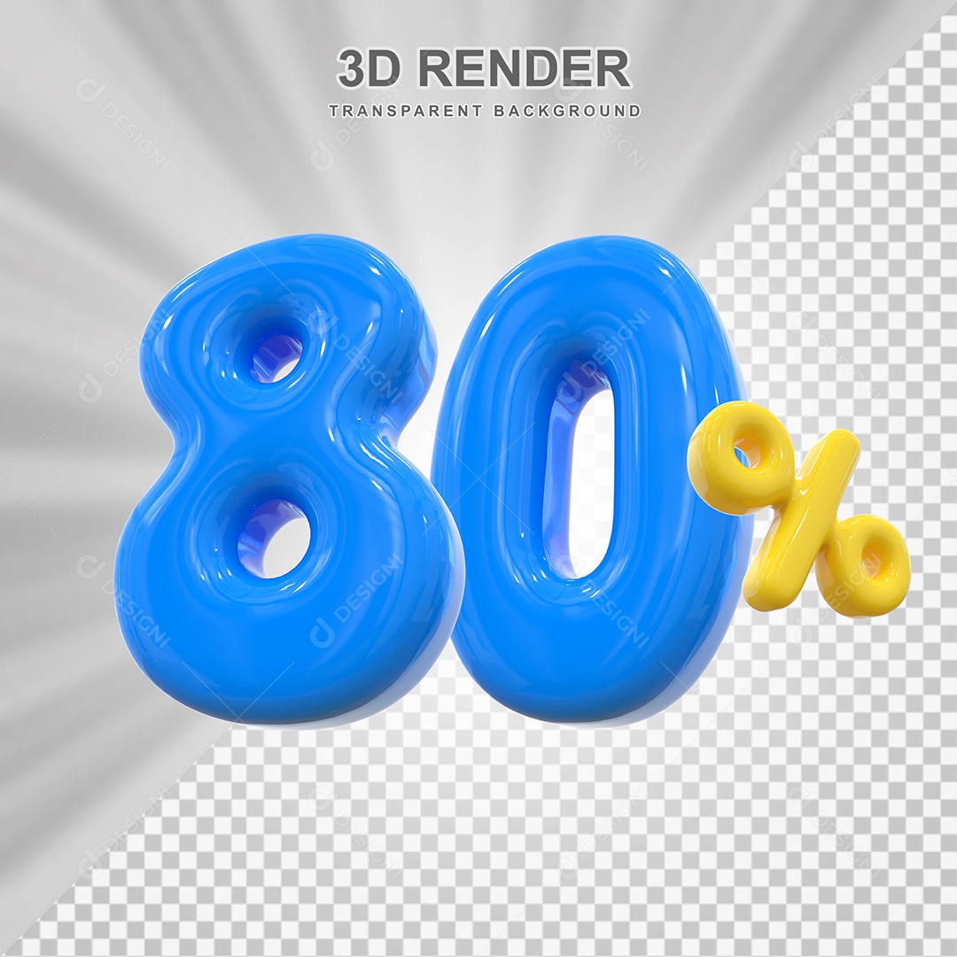 Elemento 3D 85% Azul para Composição PSD Editável