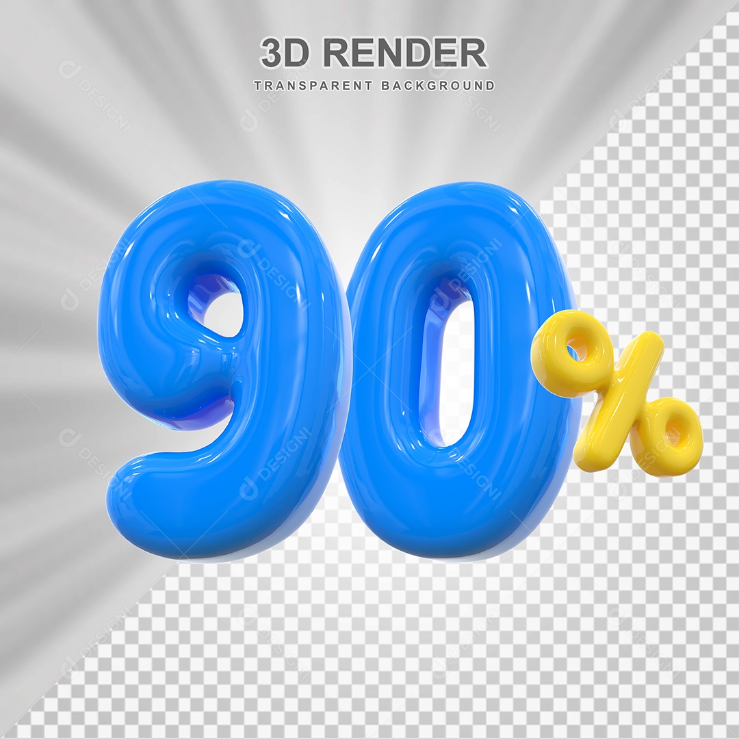 Elemento 3D 90% Azul para Composição PSD Editável