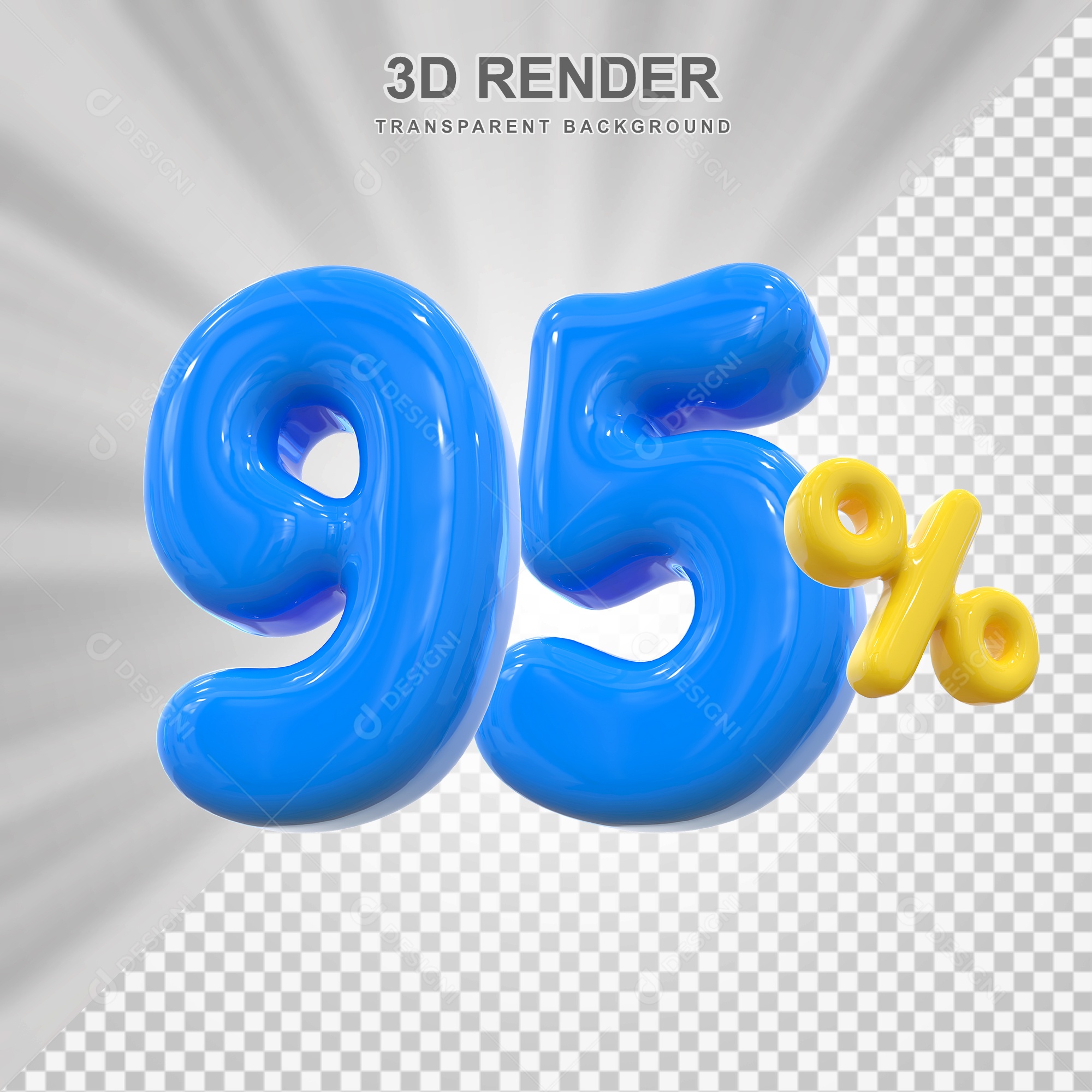 Elemento 3D 95% Azul para Composição PSD Editável