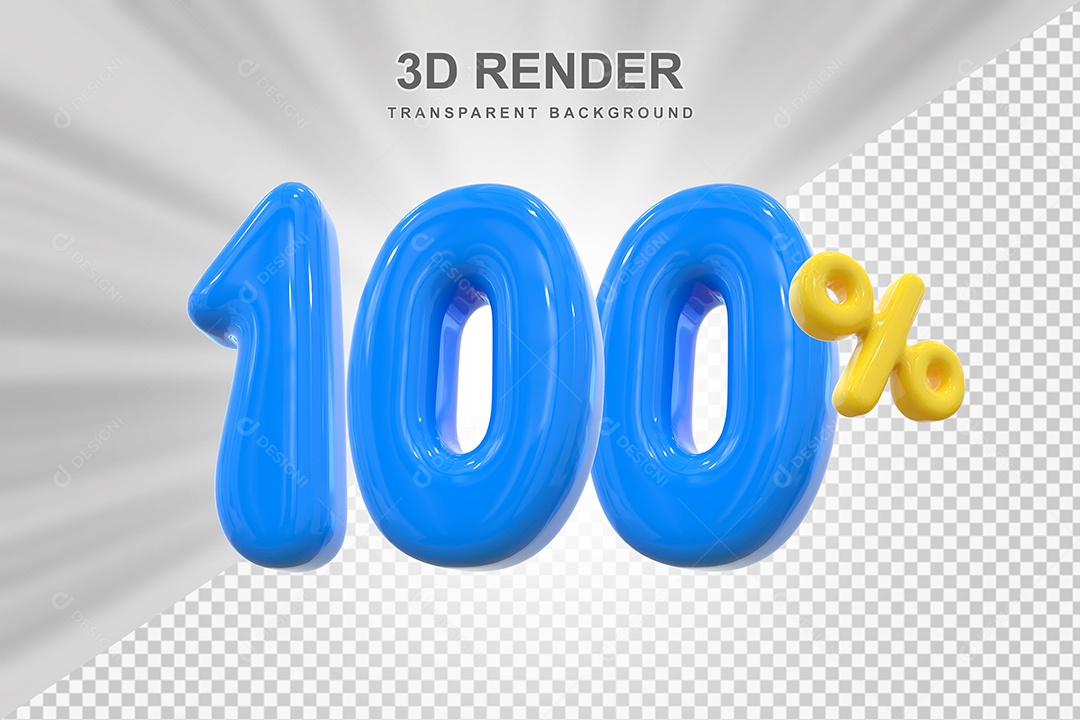 Elemento 3D 100% Azul para Composição PSD Editável