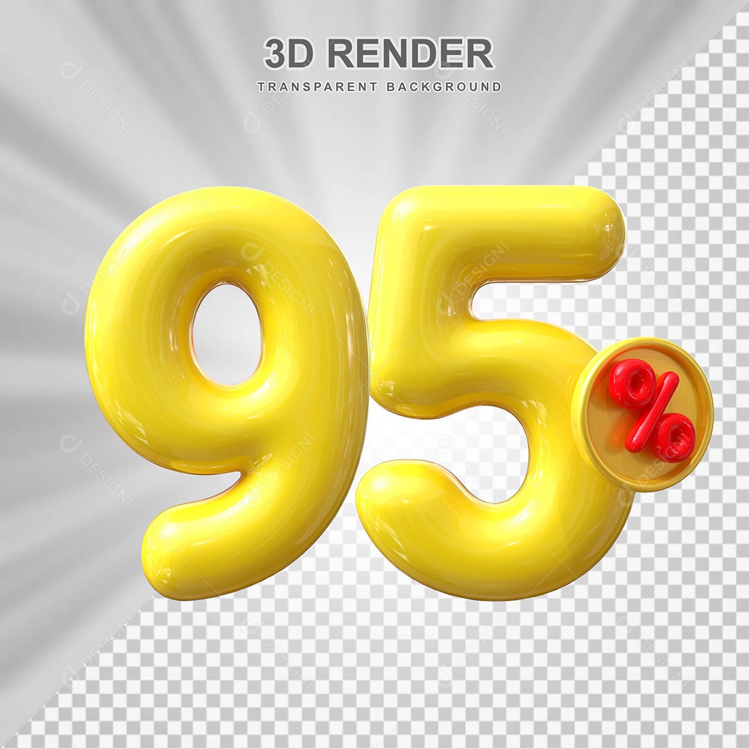 Elemento 3D 95% Amarelo para Composição PSD Editável