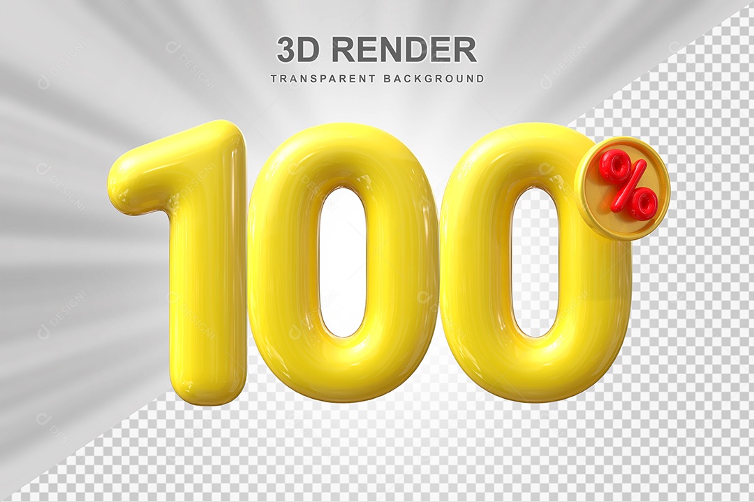 Elemento 3D 100% Amarelo para Composição PSD Editável