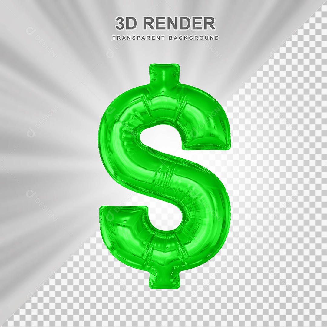 Balão de Cifrão Elemento 3D para Compoisção PSD