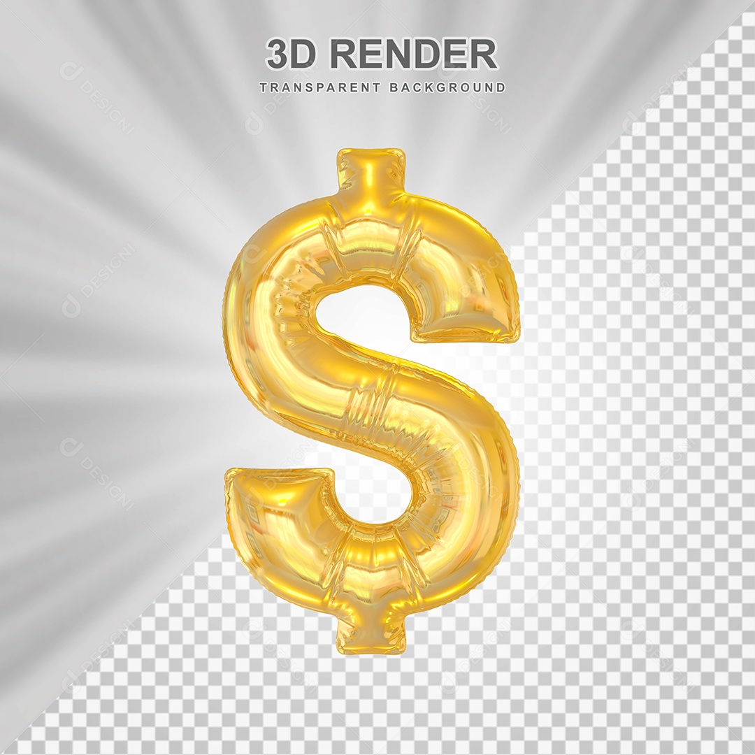 Balão de Cifrão Elemento 3D para Compoisção PSD