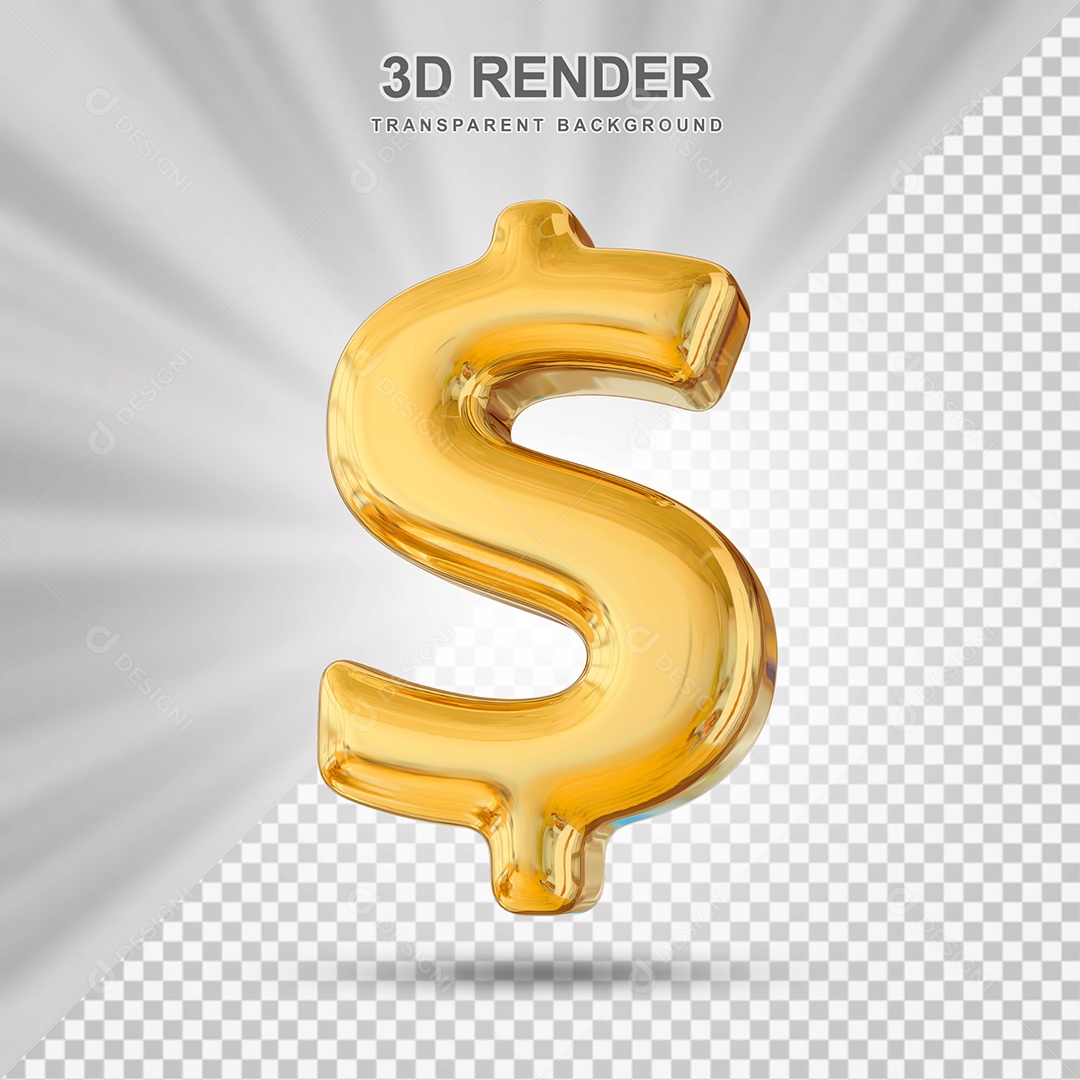 Balão de Cifrão Elemento 3D para Compoisção PSD