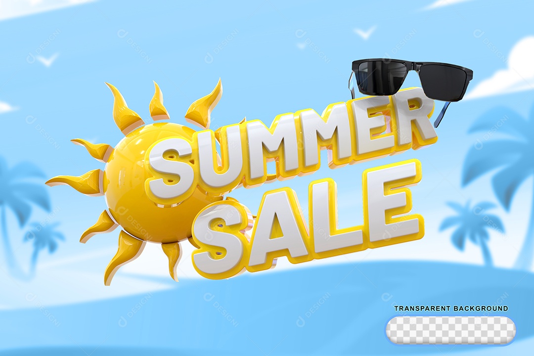 Liquidação de Verão Selo 3D para Composição PSD