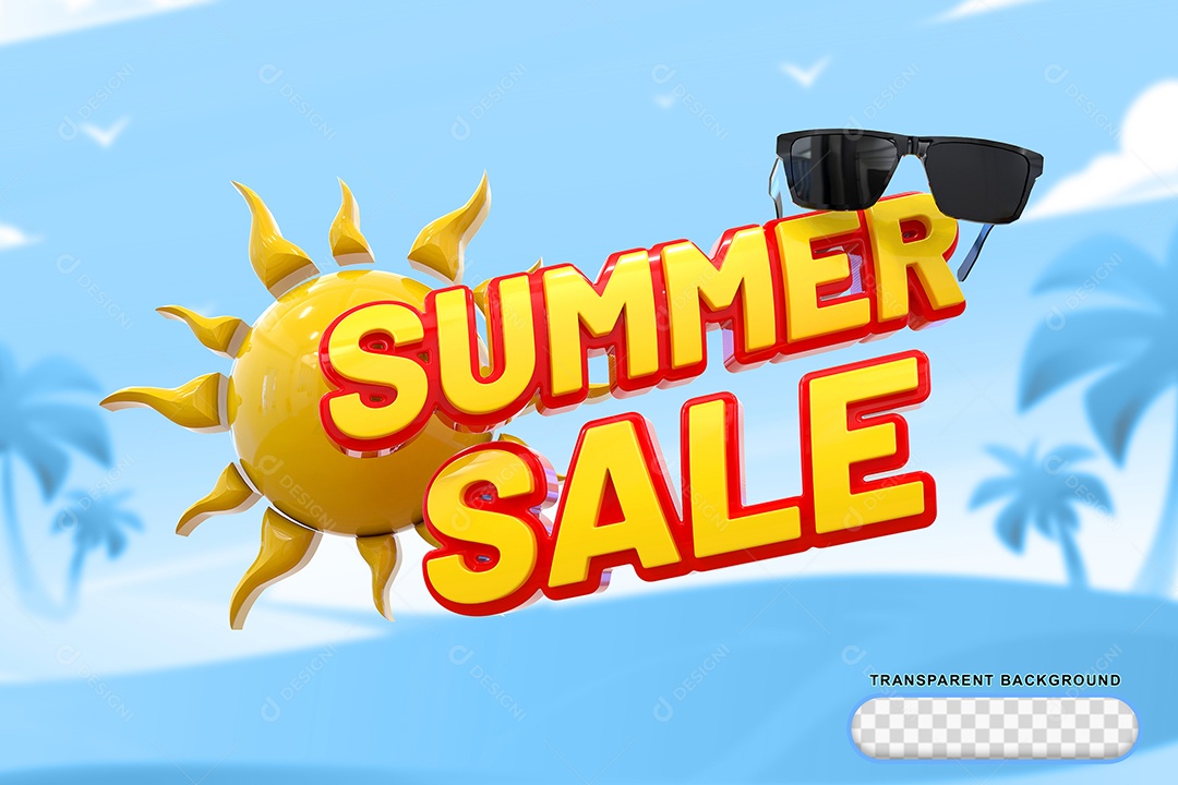 Liquidação de Verão Selo 3D para Composição PSD