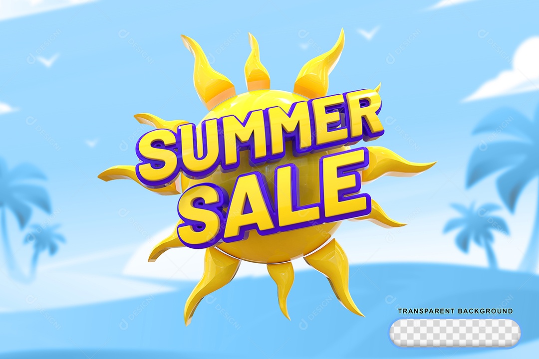 Liquidação de Verão Selo 3D para Composição PSD