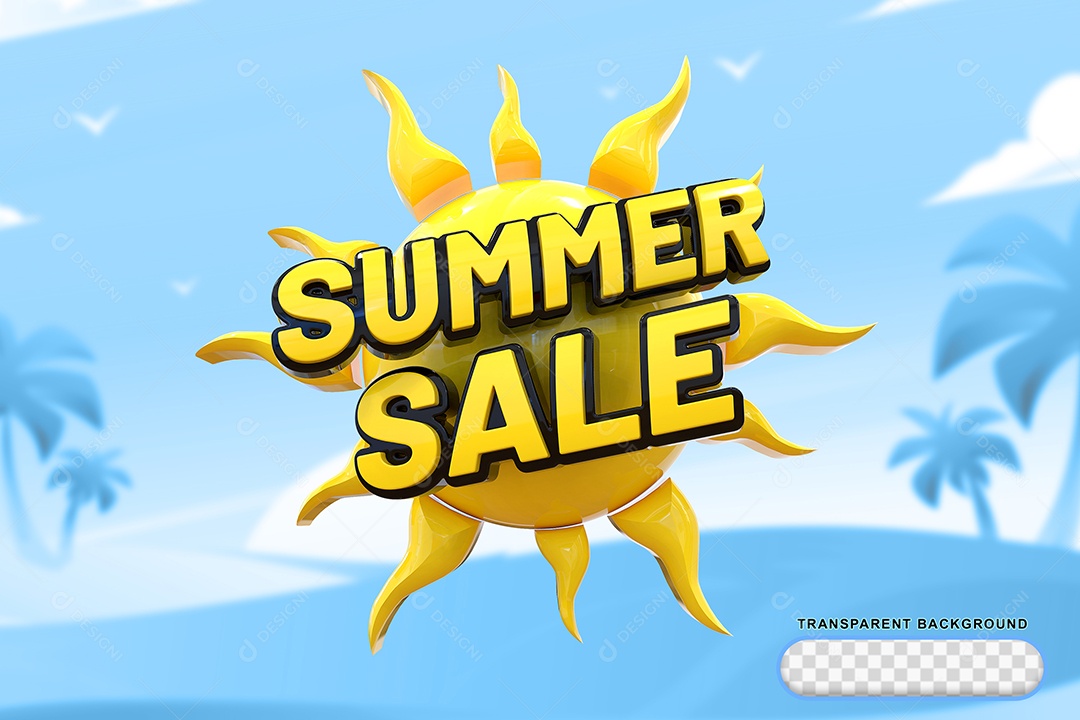 Liquidação de Verão Selo 3D para Composição PSD