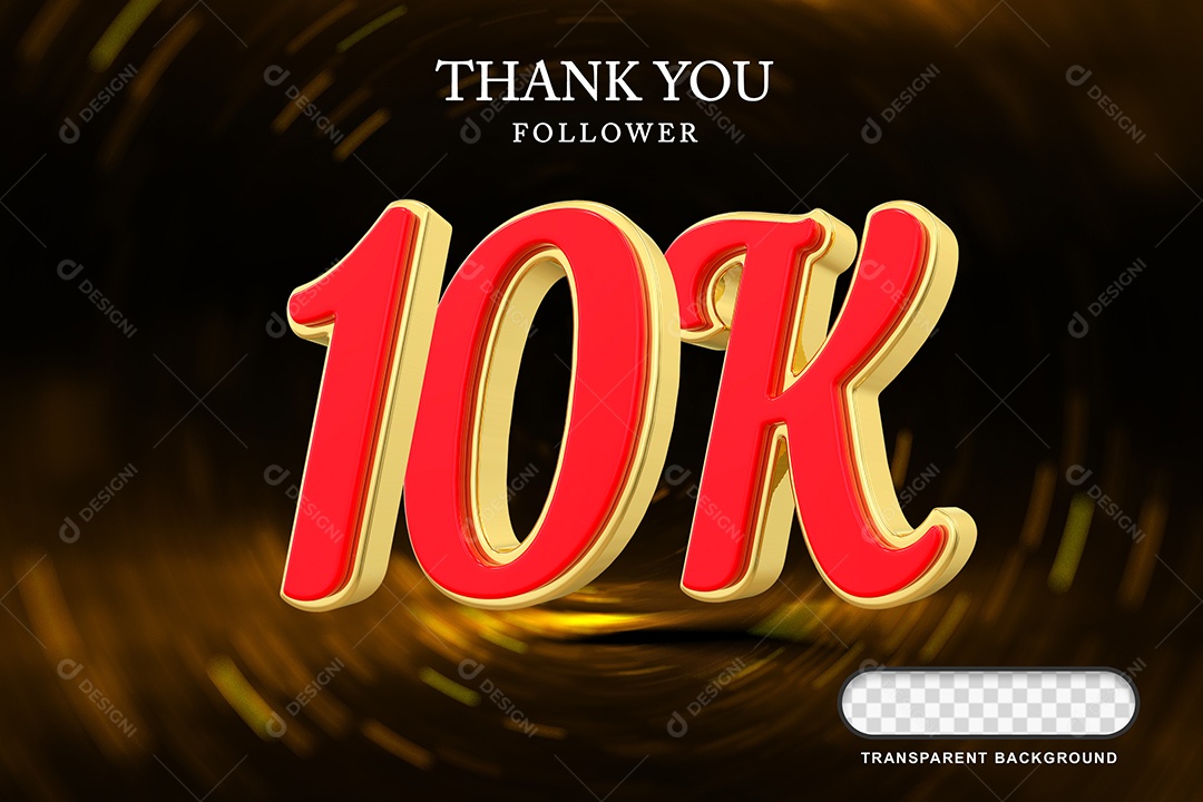 Elemento 3D 10k Amarelo Vermelho para Composição PSD Editável