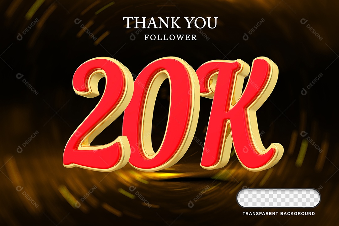 Elemento 3D 20k  Amarelo Vermelho para Composição PSD Editável