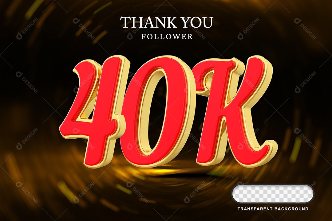 Elemento 3D 40k  Amarelo Vermelho para Composição PSD Editável