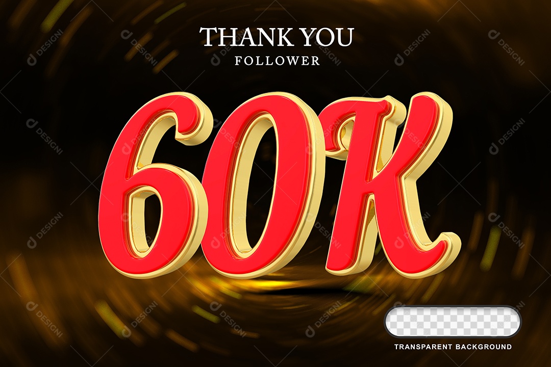 Elemento 3D 60k  Amarelo Vermelho para Composição PSD Editável