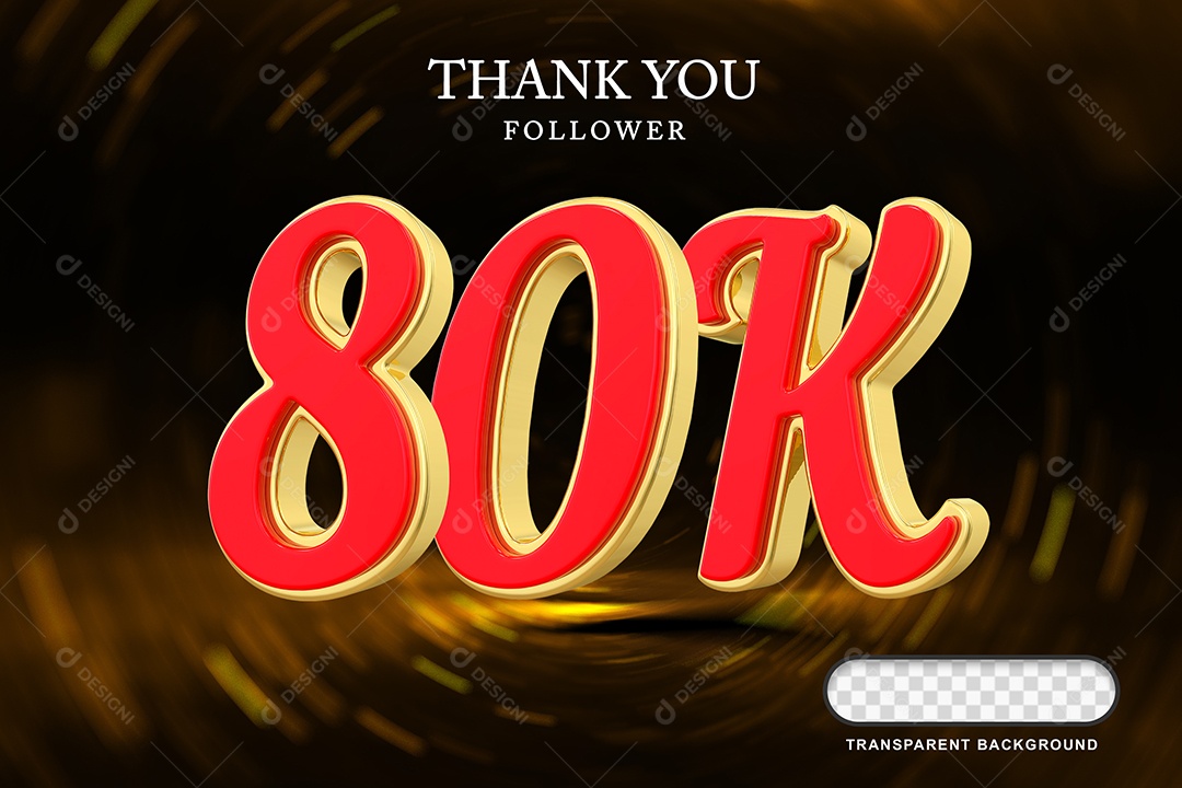 Elemento 3D 80k  Amarelo Vermelho para Composição PSD Editável