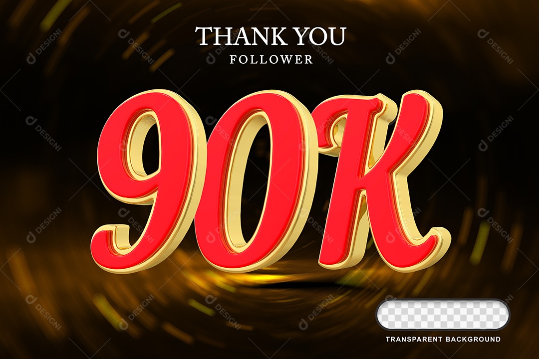 Elemento 3D 90k  Amarelo Vermelho para Composição PSD Editável