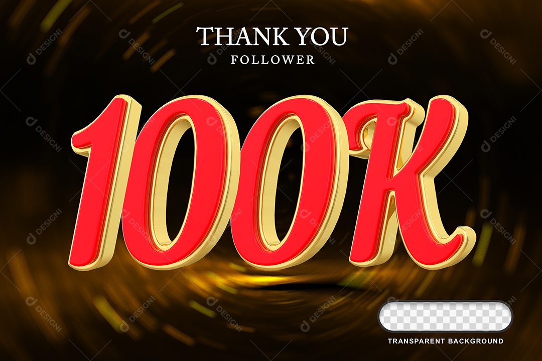 Elemento 3D 100k  Amarelo Vermelho para Composição PSD Editável