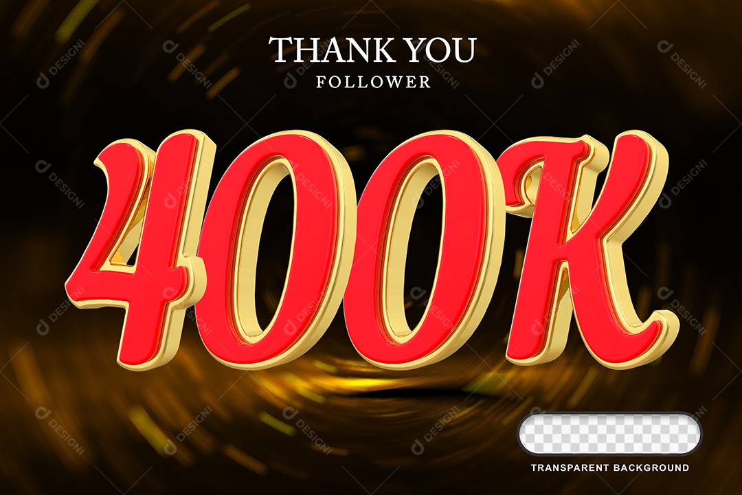 Elemento 3D  400k  Amarelo Vermelho para Composição PSD Editável