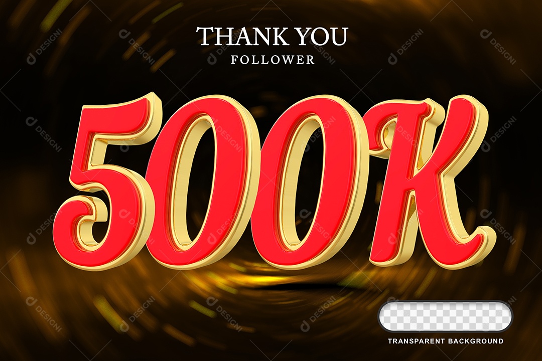 Elemento 3D 500k  Amarelo Vermelho para Composição PSD Editável