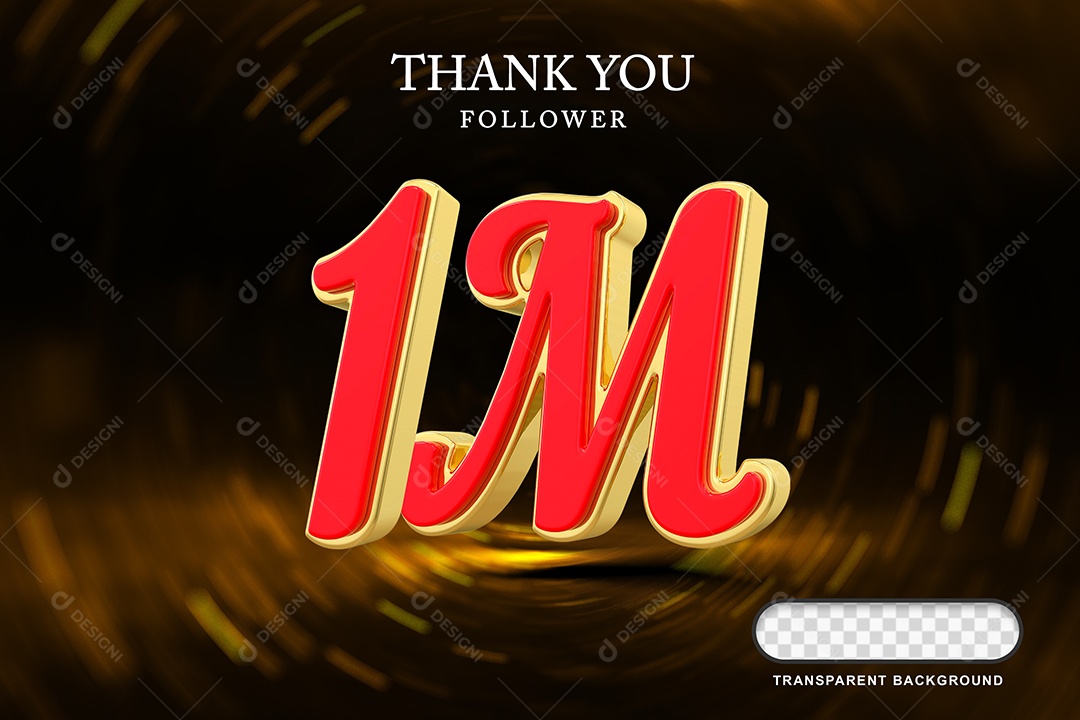 Elemento 3D 1 M Amarelo Vermelho para Composição PSD Editável