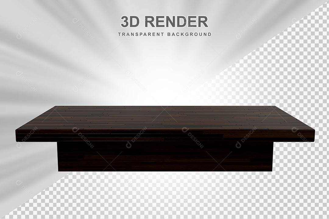 Elemento 3D Mesa de Madeira Quadrada Para Composição PSD