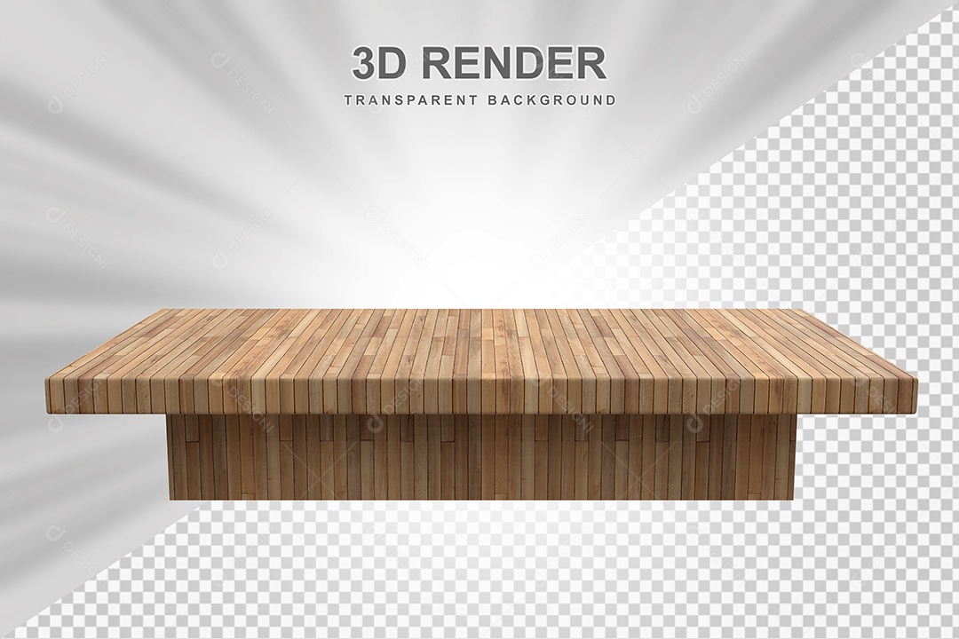 Elemento 3D Mesa de Madeira Quadrada Para Composição PSD