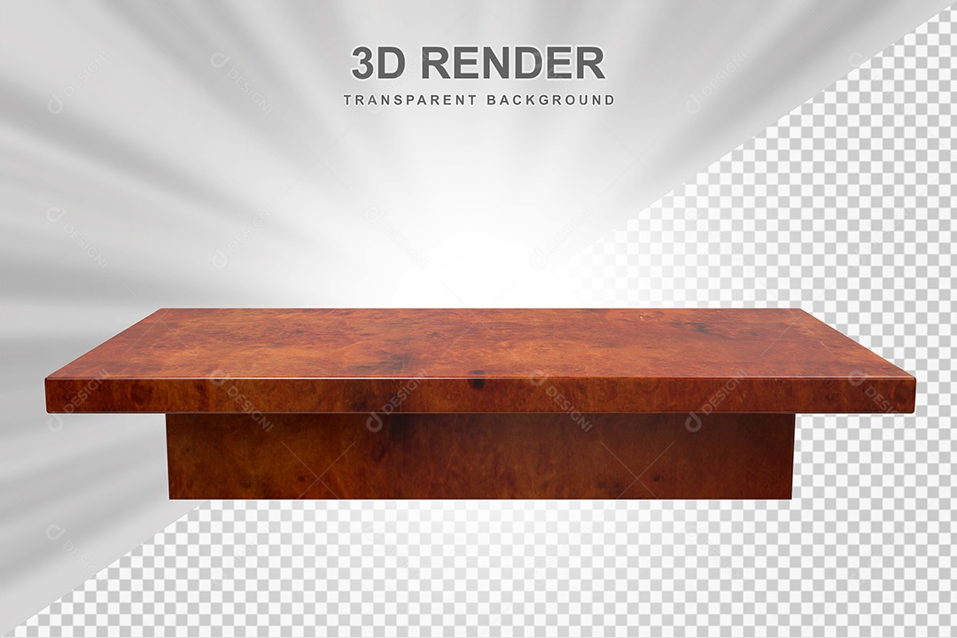 Elemento 3D Mesa de Madeira Quadrada Para Composição PSD