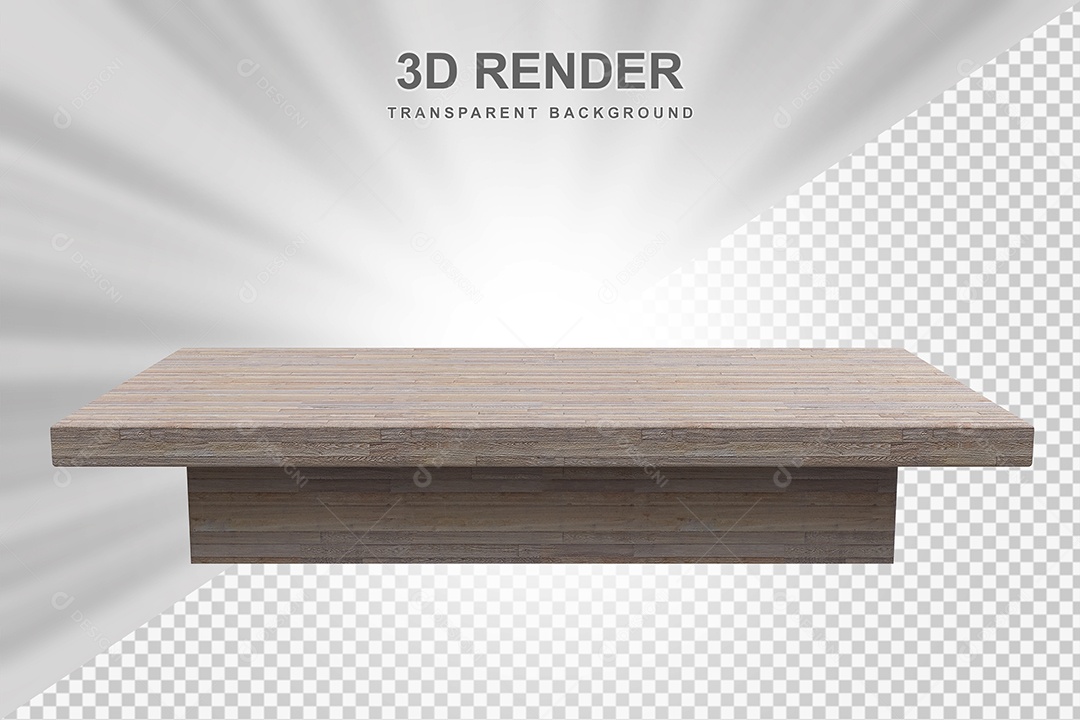 Elemento 3D Mesa de Madeira Quadrada Para Composição PSD