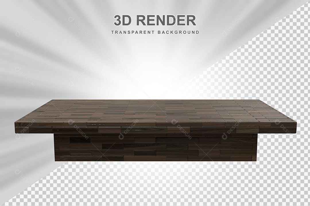 Elemento 3D Mesa de Madeira Quadrada Para Composição PSD