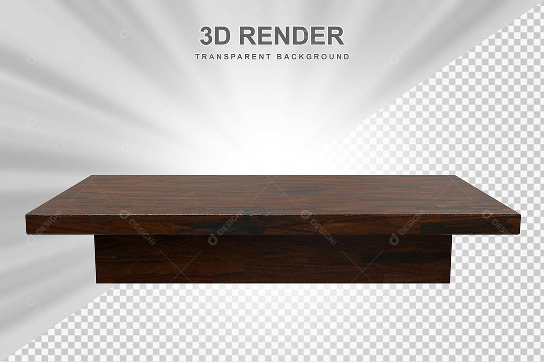 Elemento 3D Mesa de Madeira Quadrada Para Composição PSD