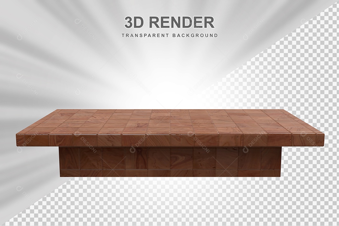 Elemento 3D Mesa de Madeira Quadrada Para Composição PSD