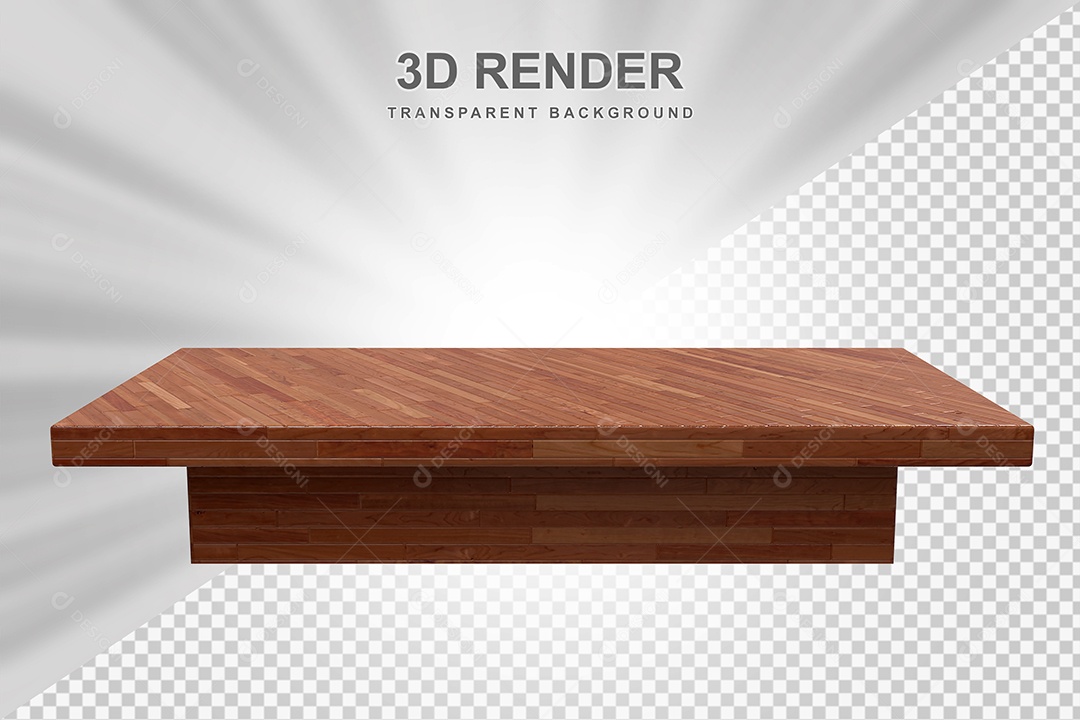 Elemento 3D Mesa de Madeira Quadrada Para Composição PSD