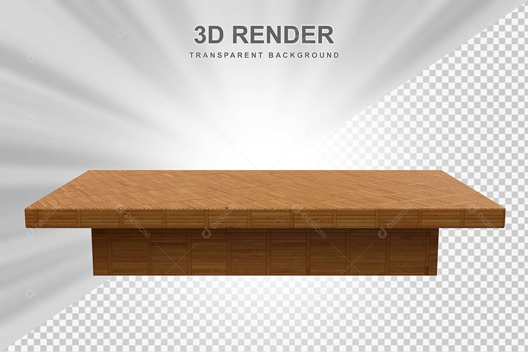 Elemento 3D Mesa de Madeira Quadrada Para Composição PSD